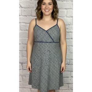 Vintage Y2K Faded Glory Cottagecore Small Floral Print Dress with Chambray Trim